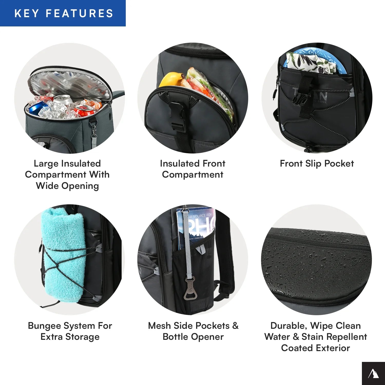 24 Can, 16 Quart Backpack Cooler, Basalt Gray