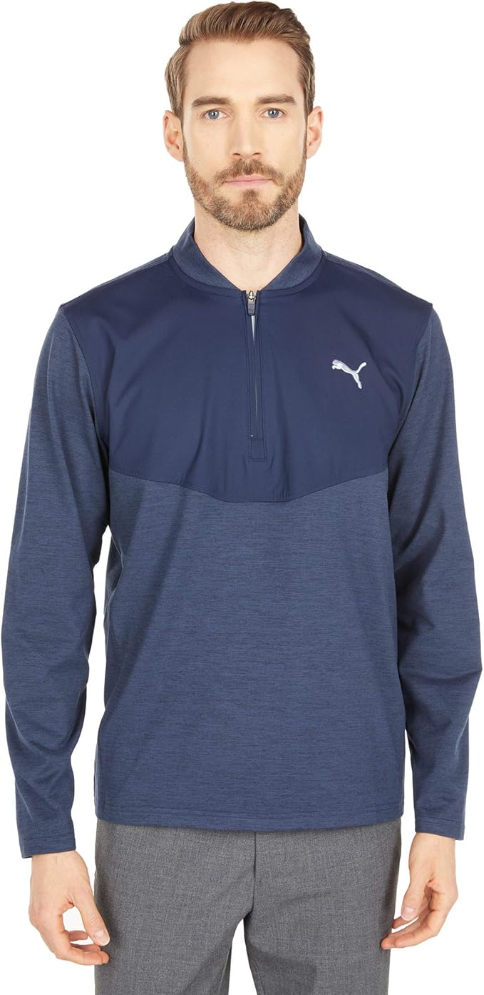 MEN'S PUMA CLOUDSPUN STEALTH 1/4 ZIP - NAVY BLAZER HEATHER