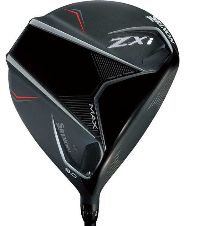 Black and red golf driver head with ’zxi max’ branding.