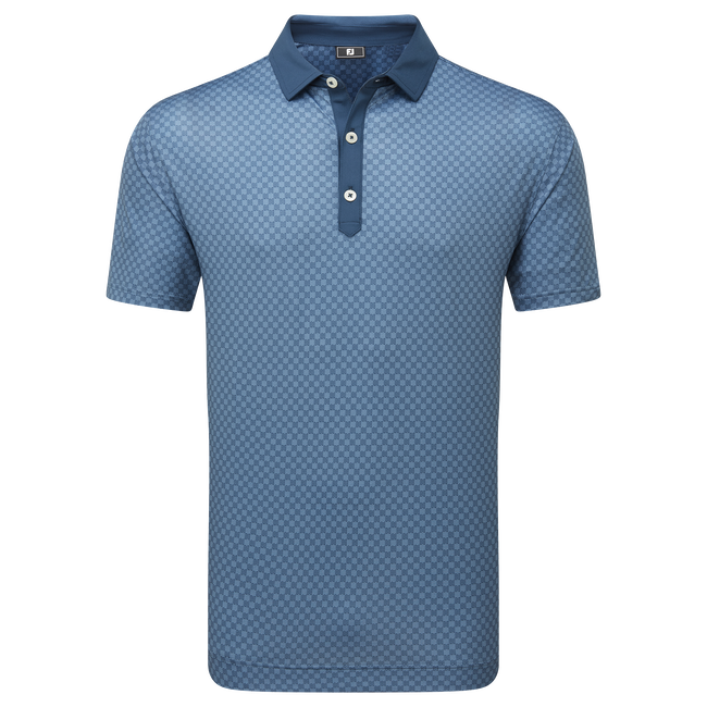 FootJoy Men's Golf Shirt | Checker Print Isle | Dark Denim White