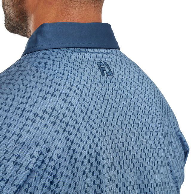 FootJoy მამაკაცის გოლფის მაისური | ჭადრაკული პრინტი Isle | მუქი ჯინსის თეთრი