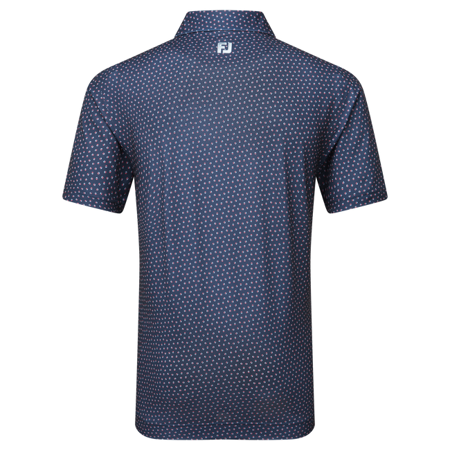 Footjoy Men's Golf Shirt | EU Bounce Printed Pique | Dark Deni