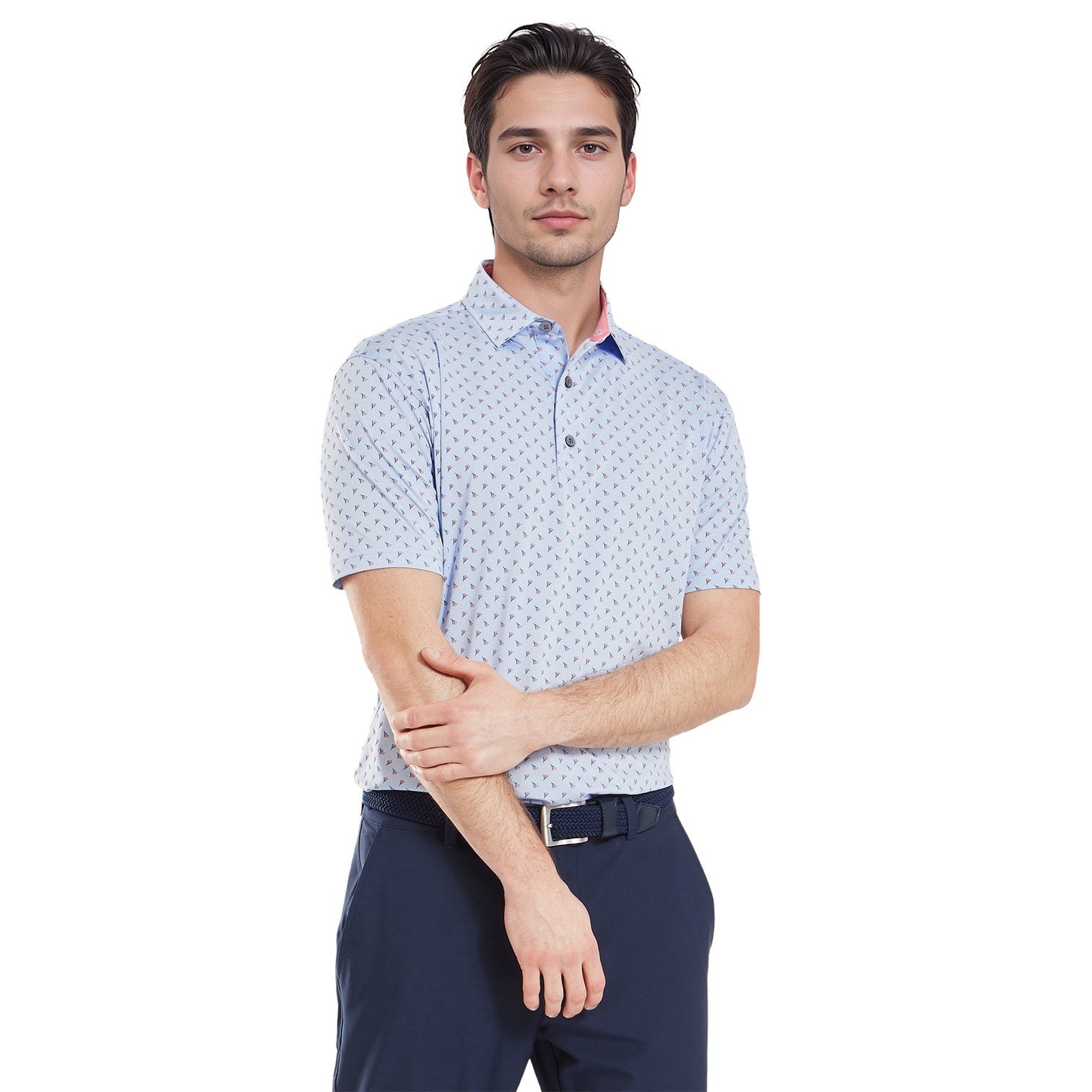 Footjoy Men`s Golf Shirt | EU Flower Bud Foulard | Skyway