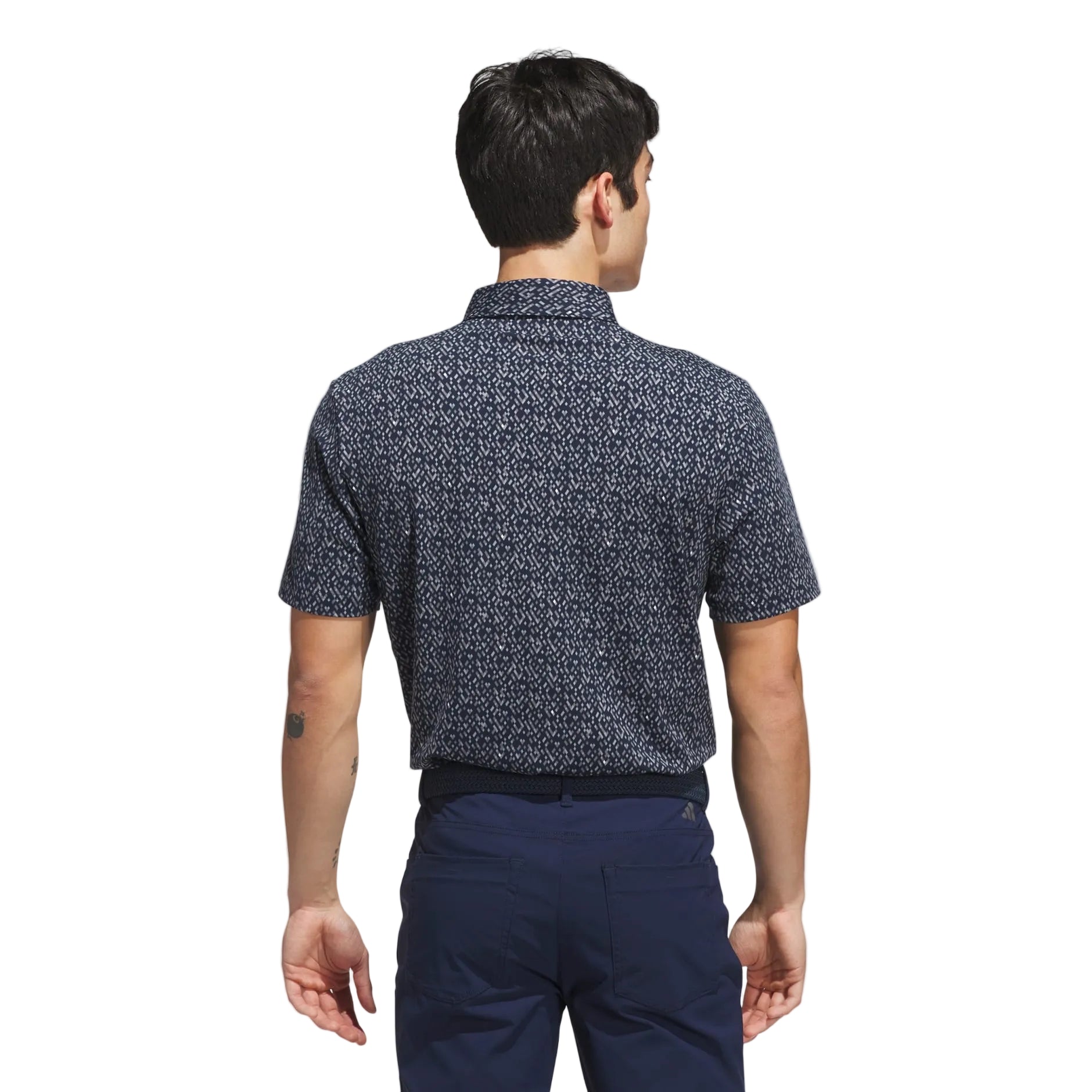 Adidas მამაკაცის გოლფის მაისური | Ultimate365 Micro Argyle Polo | მუქი ლურჯი/ნაცრისფერი Three