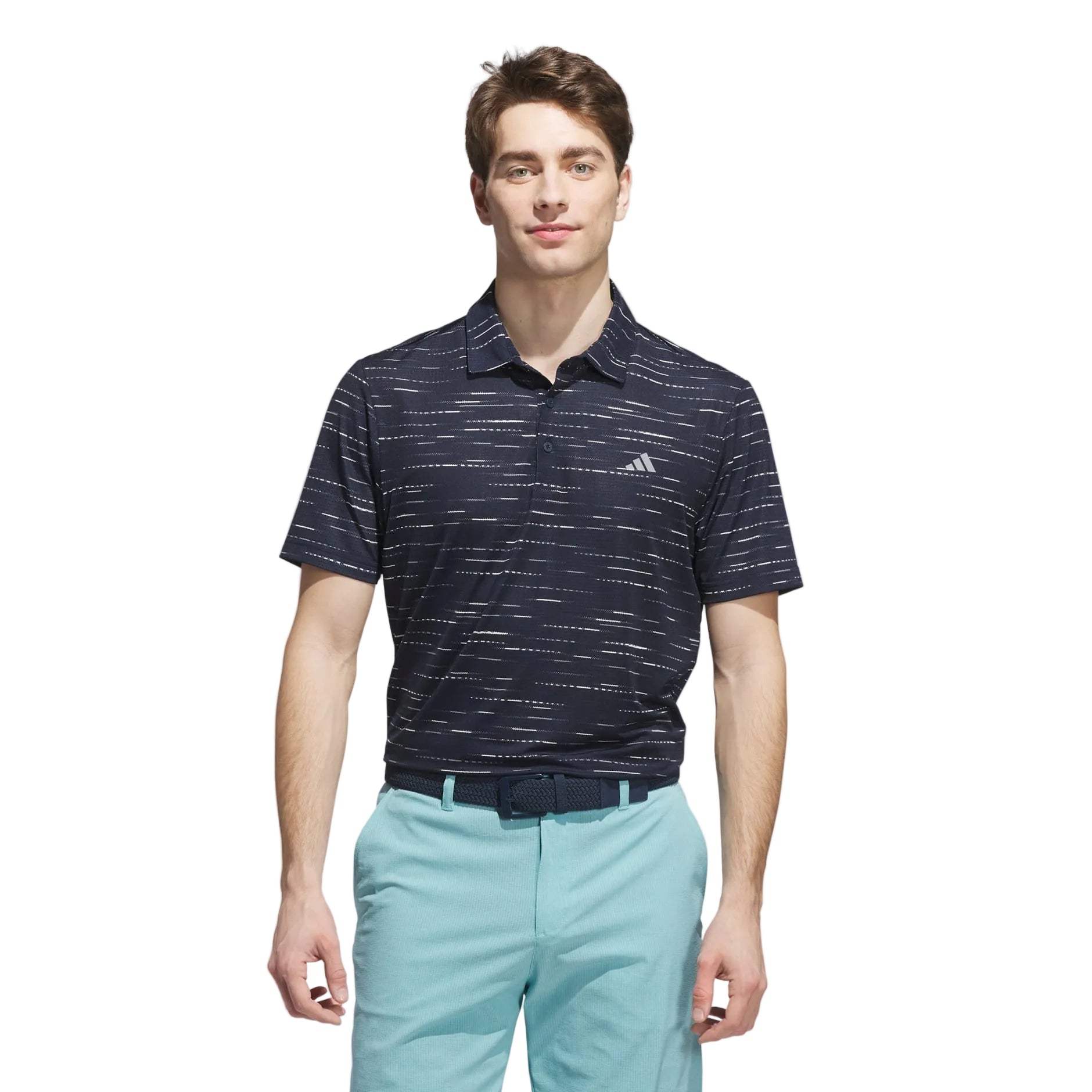 Adidas Men's Golf Shirt | Ultimate365 Textured Print Polo | Collegiate Navy/White