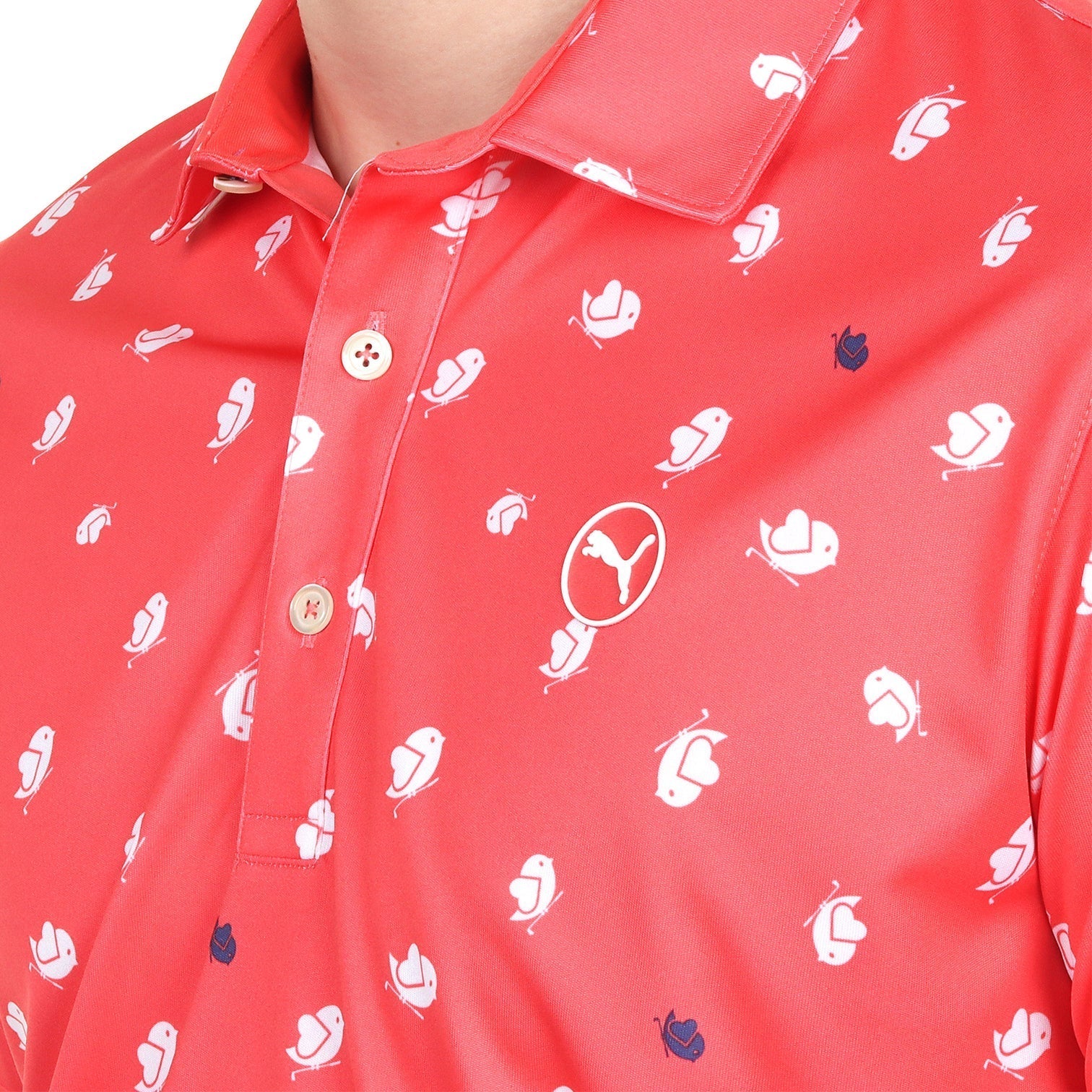 Puma-ს მამაკაცის გოლფის მაისური | Pure 2.0 Polo Birdies Polo | ატმისფერი Frost-White Glow
