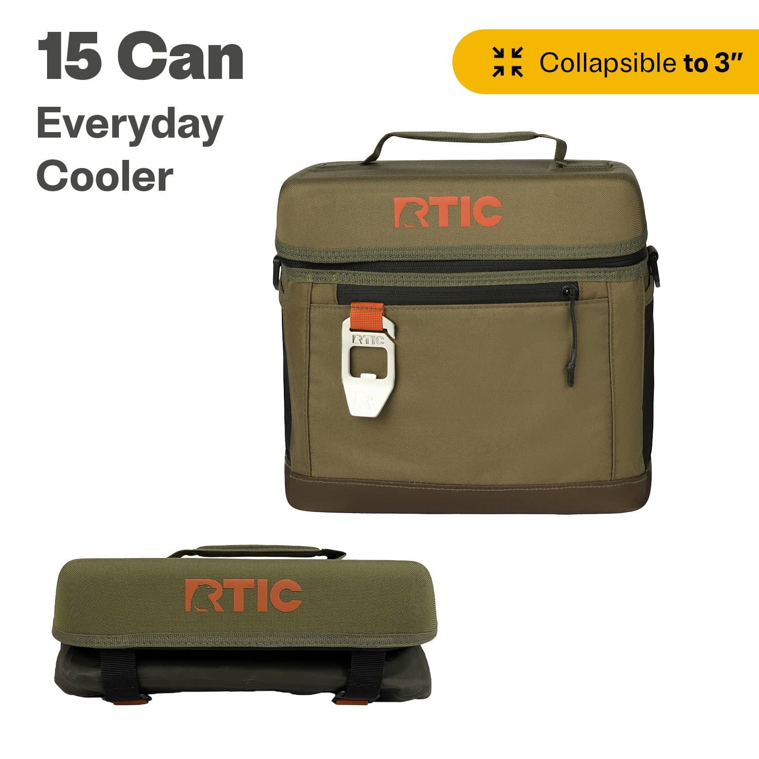 15 Can Everyday Cooler, Insulated Soft Cooler with Collapsible Design, Navy