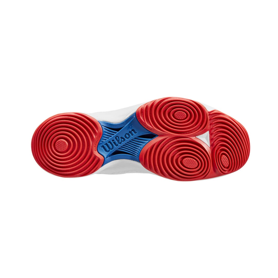 Wilson Padel Footwear | Ladies Hurakn 2.0 Wht / Deja Vu Blue / Wilson Red