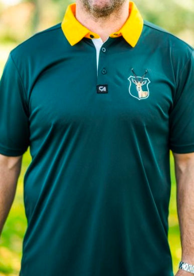 Custom Apparel Mens Golf Shirt | Funky | Springbok | Classic Green-Gold