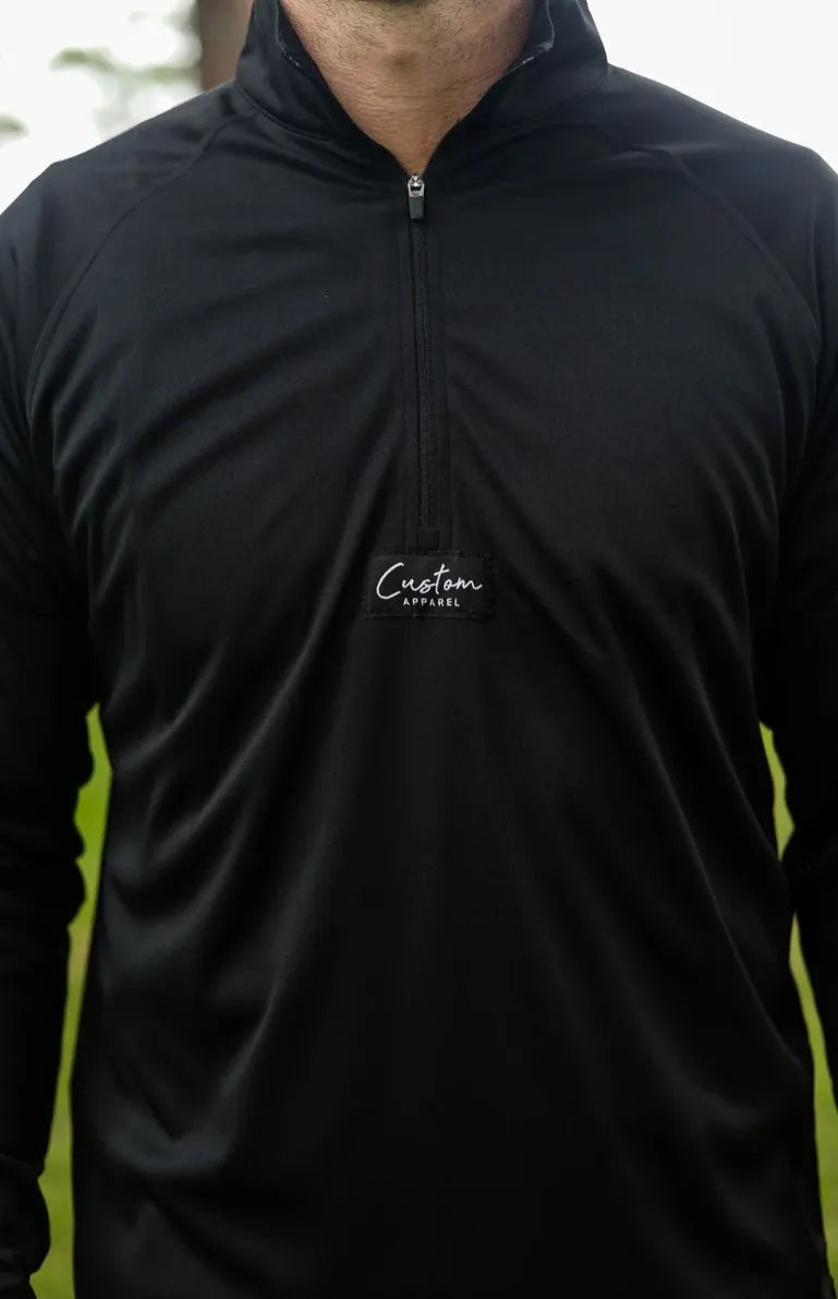 Custom Apparel Mens Golf Pullover | Quarter Zip | Black
