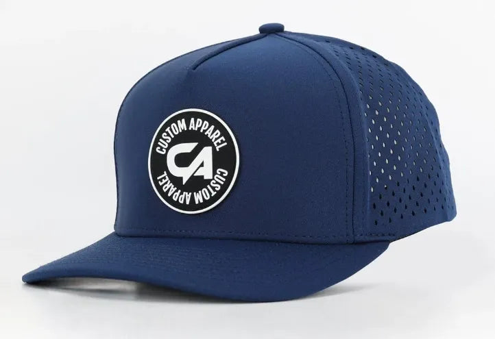 Custom Apparel Performance Peak Caps | Round Badge | Navy