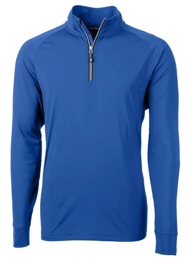 Cutter and Buck Mens Golf Pullover | Adapt Eco | Quarter Zip | Ocean Blue