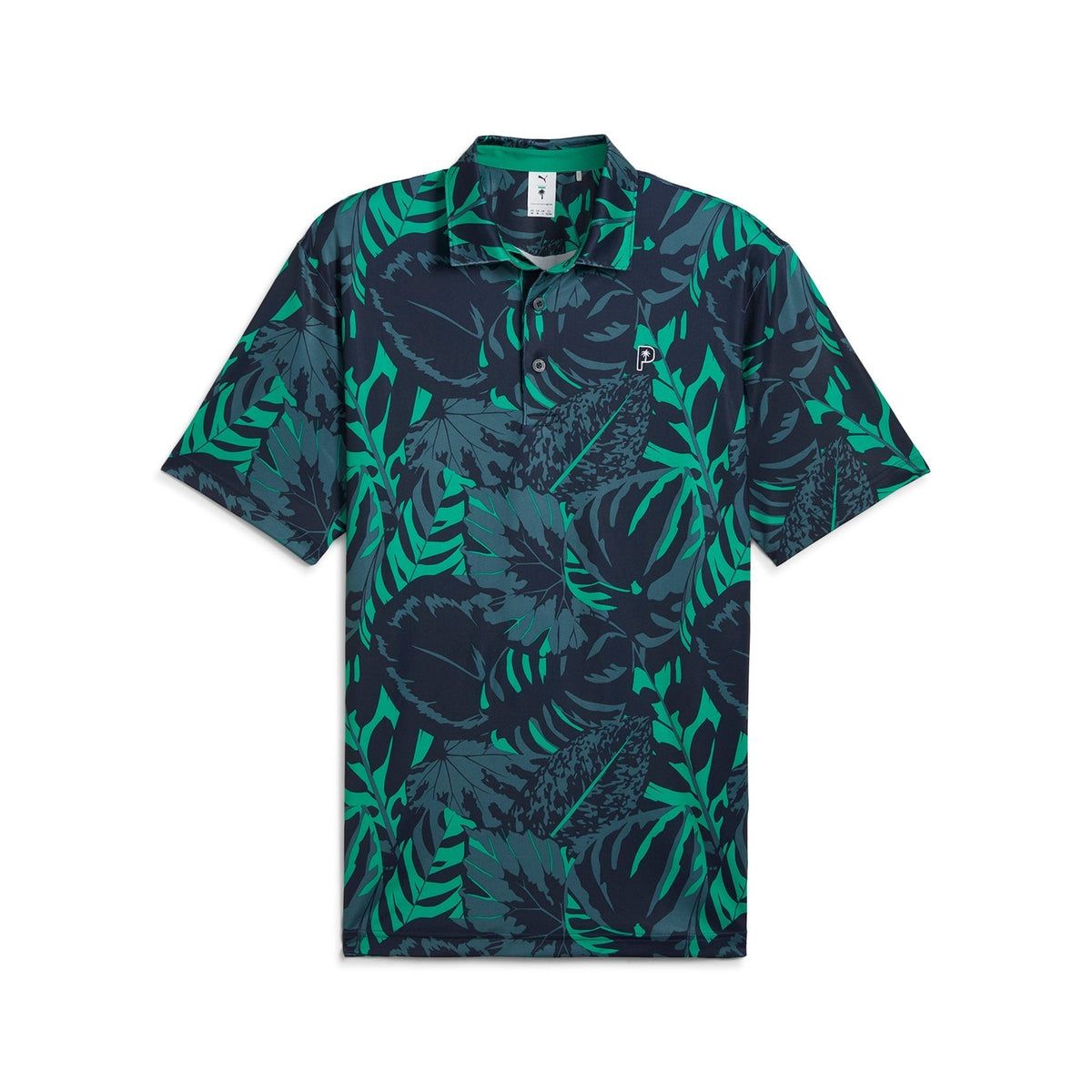 Puma Mens Golf Shirt | PTC Pam Glitch | Green-Navy
