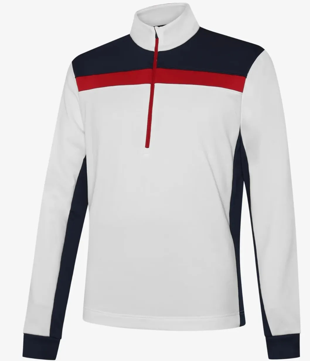 Galvin Green Mens Jacket | Dean Half Zip | White-Navy-Red