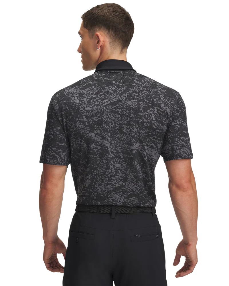 Under Armour Men's Golf Shirts | 3.0 Printed Polo | Black/Dark Grey