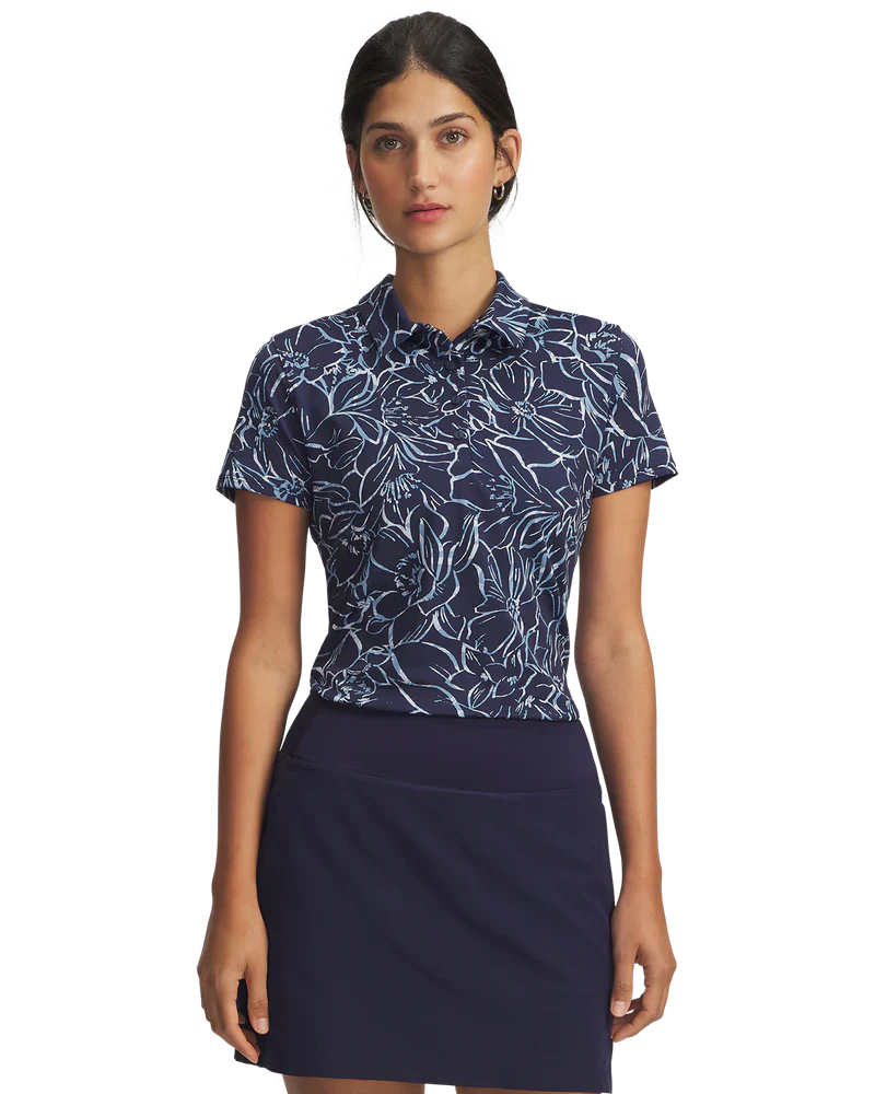 Under Armour Women's Golf Shirt | Playoff 3.0 Printed Polo | Midnight Navy