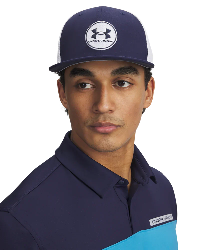 Under Armour Men`s Cap | Chill Drive Low Stretch Fit plain | White/Navy/Grey