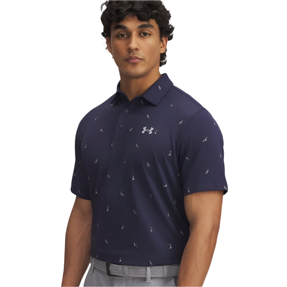 Under Armour Men's Golf Shirts | 3.0 Printed Polo | Navy/Birds