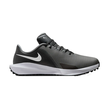 Black and white nike golf shoe with textured upper material.