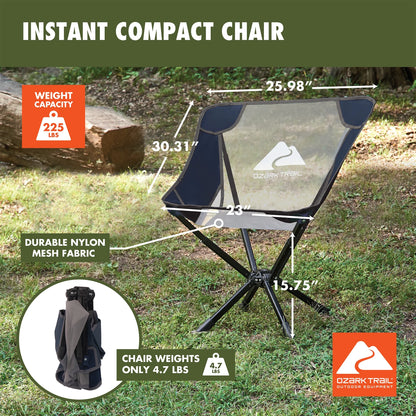 (2 Pack)  Adult Instant Compact Chair, Navy