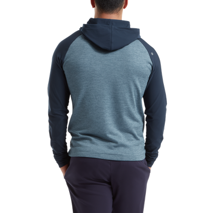 Footjoy-ის მამაკაცის გოლფის მაისური | ThermoSeries პულოვერი კაპიშონით | ლურჯი/მუქი ნაცრისფერი