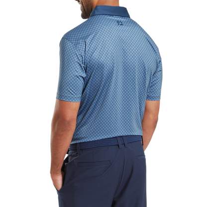 FootJoy Men's Golf Shirt | Checker Print Isle | Dark Denim White
