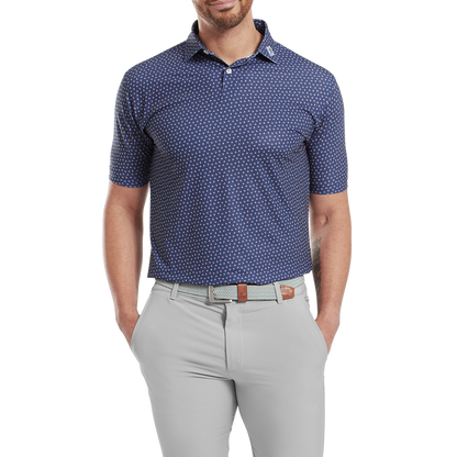 Footjoy Men's Golf Shirt | EU Bounce Printed  Pique | Dark Deni