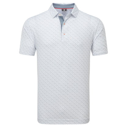 FootJoy Men's Golf Shirt | Figure Print Lisle | White Flint