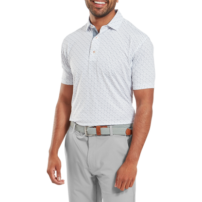 FootJoy Men's Golf Shirt | Figure Print Lisle | White Flint