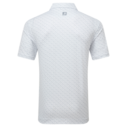 FootJoy მამაკაცის გოლფის მაისური | ორნამენტული პრინტი Lisle | თეთრი კაჟი