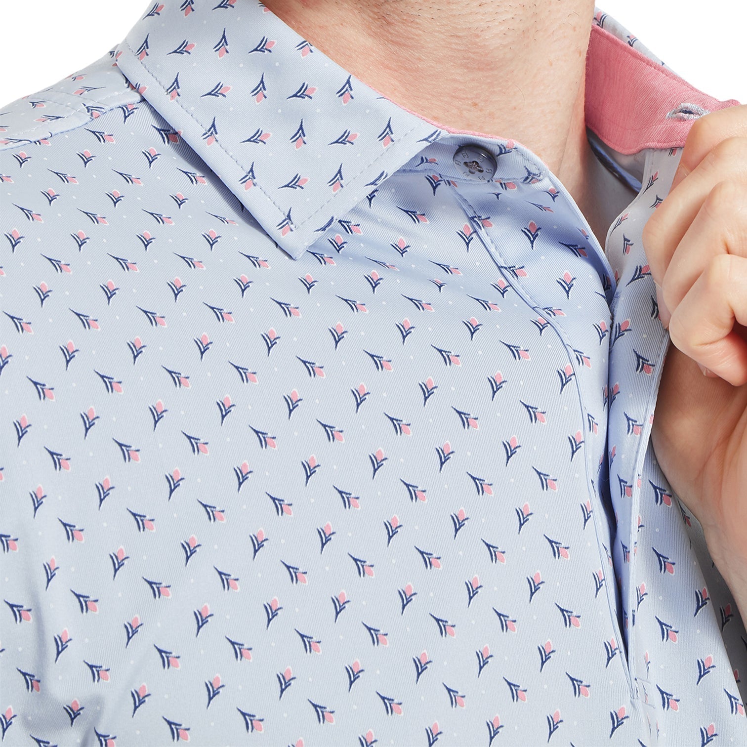 Footjoy Men`s Golf Shirt | EU Flower Bud Foulard | Skyway