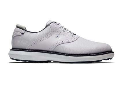 Footjoy მამაკაცის გოლფის ფეხსაცმელი | Traditions Blucher | უწვერულო | თეთრი/თეთრი/მუქი ლურჯი