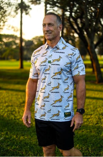 Custom Apparel Men's Golf Shirt | Springbok | White Ethnic