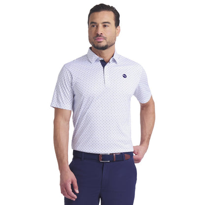 Puma-ს მამაკაცის გოლფის მაისური | Pure 2.0 Polo | Circle Cat | თეთრი ბზინვარება/მუქი ლურჯი