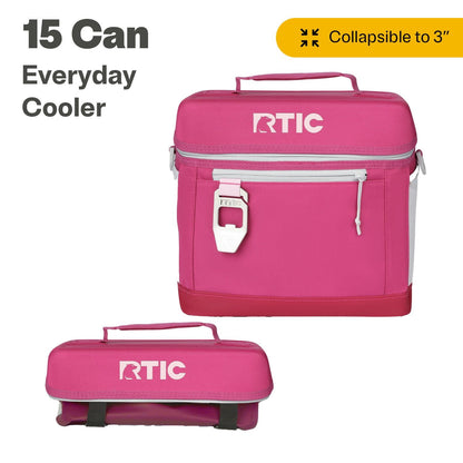 15 Can Everyday Cooler, Insulated Soft Cooler with Collapsible Design, Navy