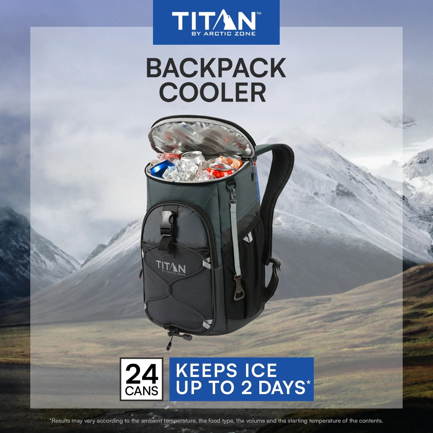 24 Can, 16 Quart Backpack Cooler, Basalt Gray