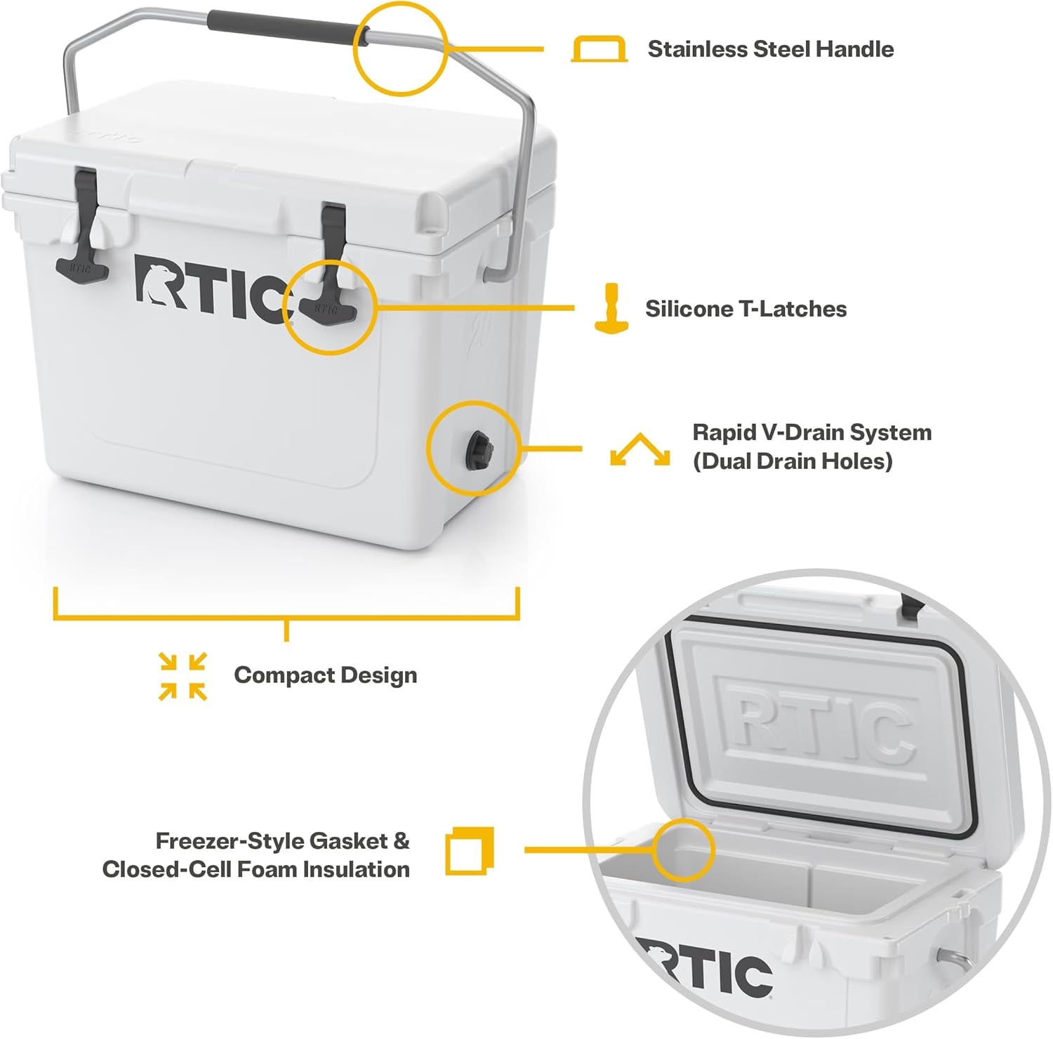 Ultra-Tough Cooler, Hard Insulated Ice Chest Box for Beach, Drink, Beverage, Camping, Picnic, Fishing, Boat, Barbecue