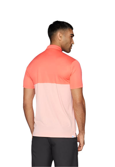 Puma Men's Golf Shirt | Pure 2.0 Colorblock Polo | Peach Frost-Pink Fruit