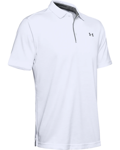 [1290140100L] Under Armour Mens Golf Shirt | Tech Polo | Striped (White, L)