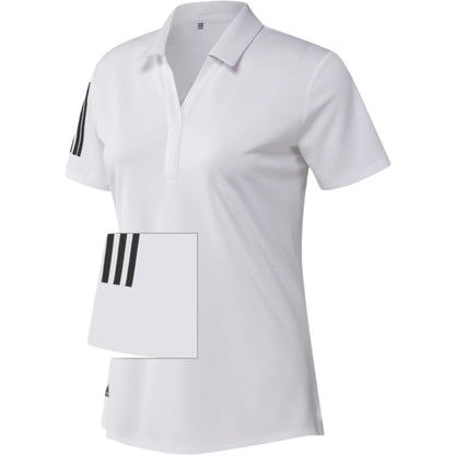 [GP0245-3XL] Adidas Womens Golf Shirt | 3 Stripe Club Polo (White, 3XL)