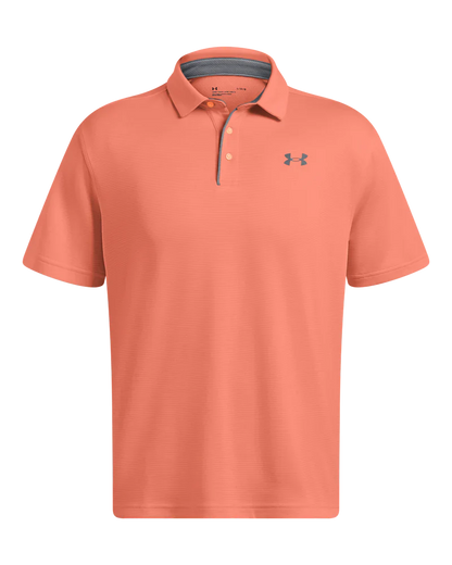 [1290140897XS] Under Armour Mens Golf Shirt | Tech Polo | Striped (Peach, XS)