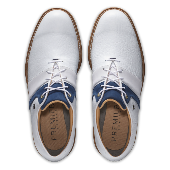 [54534080W] Footjoy Mens Golf Shoes | Premiere Series Packard LX | White-Navy 8e (8)