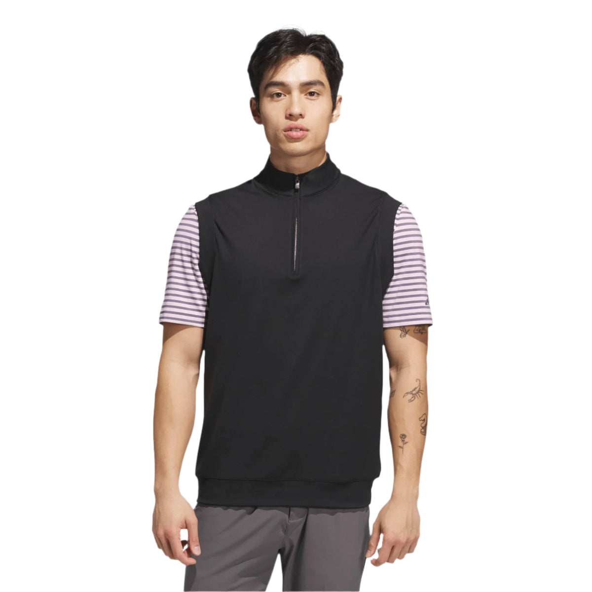 [JL5696XL] Adidas Mens Golf Jacket | Sleeveless 1-4 Zip | Black (XL)