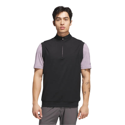 [JL5696XL] Adidas Mens Golf Jacket | Sleeveless 1-4 Zip | Black (XL)