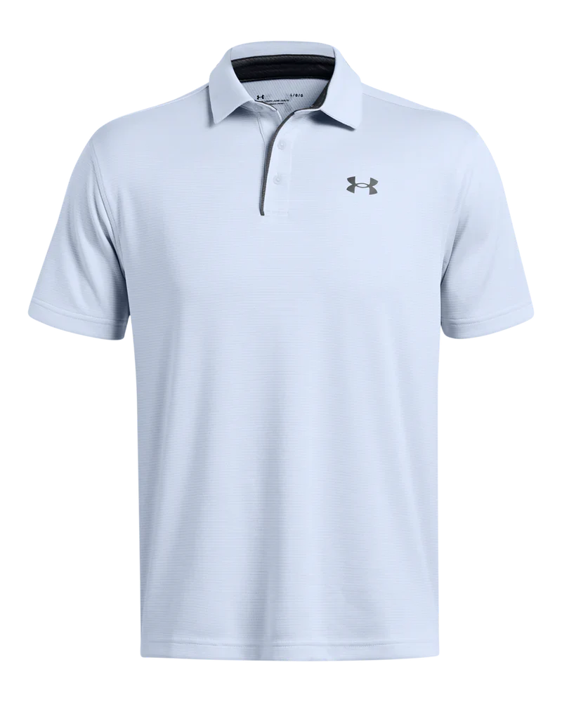 [1290140470L] Under Armour Mens Golf Shirt | Tech Polo | Striped (Light Blue, L)