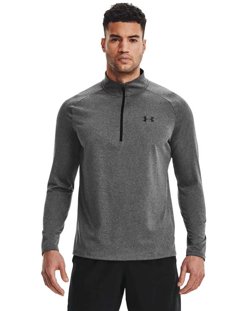 [1328495-090-XXL] Under Armour Mens Jersey | Tech 2.0 1-2 Zip | Carbon Heather (2XL)