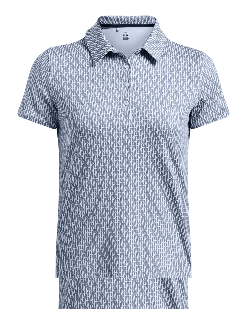 [1387148464L] Under Armour Womens Golf Shirt | Playoff 3.0 Printed | Blue (L)