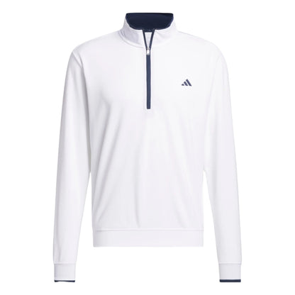 [IQ2962S] Adidas Mens Jersey | Lightweight 1-4 Zip | White (S)