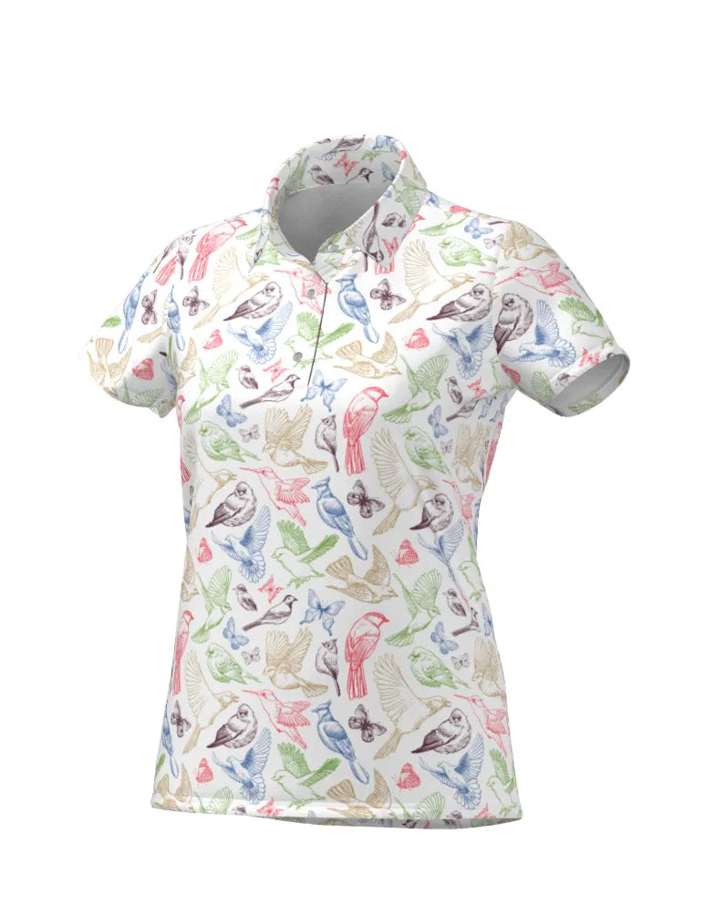 Cutter and Buck Womens Golf Shirts | Birdie Multi Print | Lime