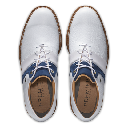[54534095W] Footjoy Mens Golf Shoes | Premiere Series Packard LX | White-Navy 8e (UK9.5)